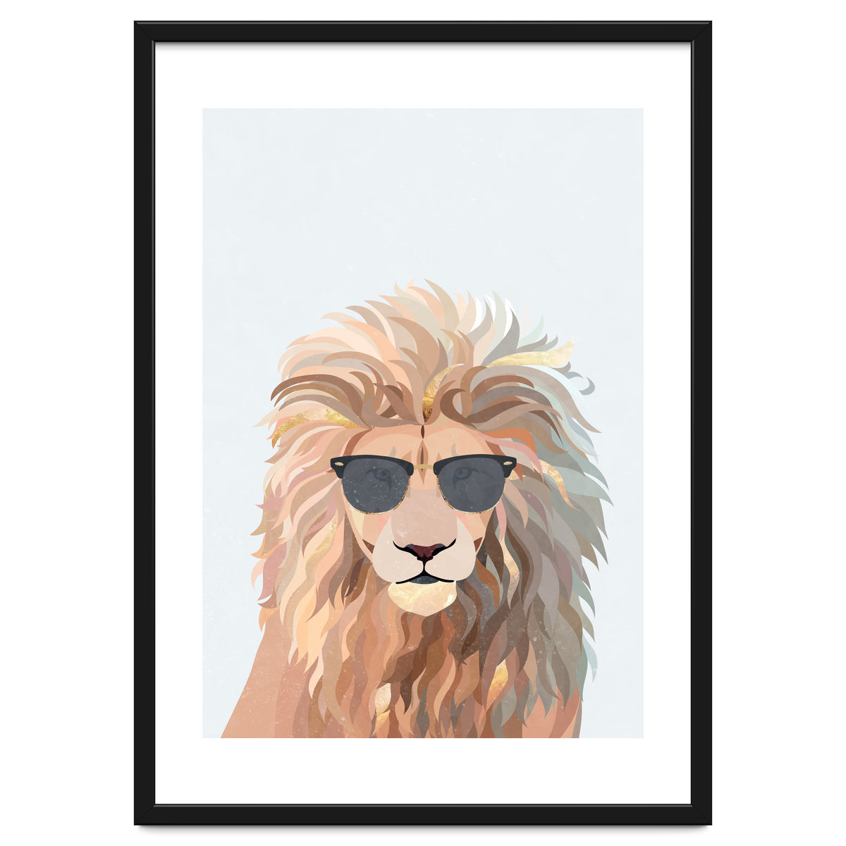 Lion Portrait earing sunglasses