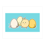 Kawaii Cute Chick And Eggs (Print Only) thumbnail