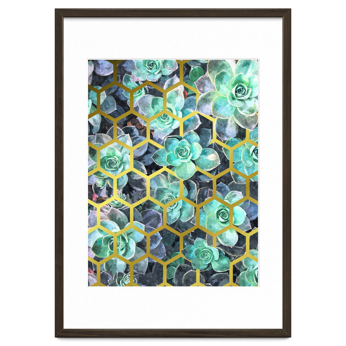 Succulents and Gold Geometric