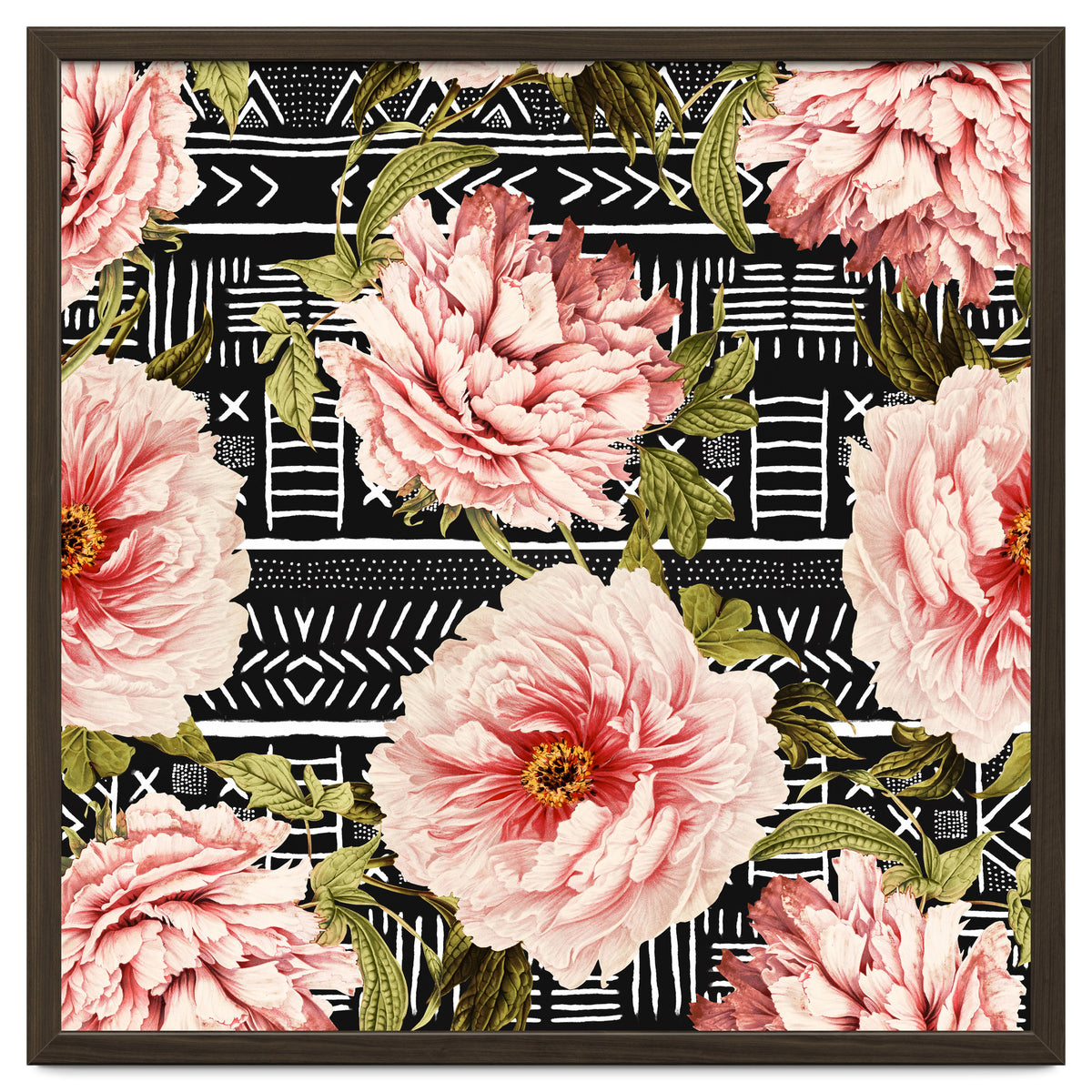 Flowering pink on drawn lines