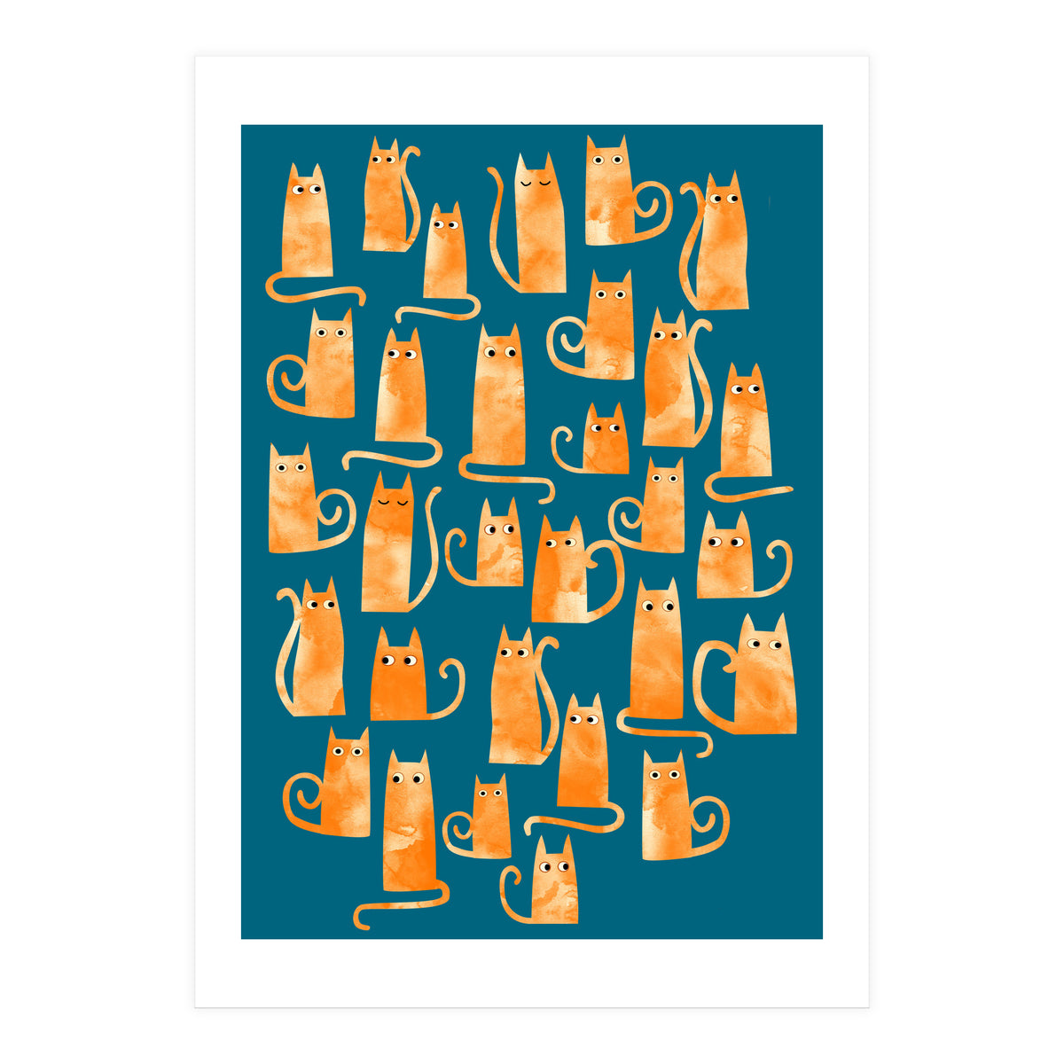 Ginger Cats Teal (Print Only)