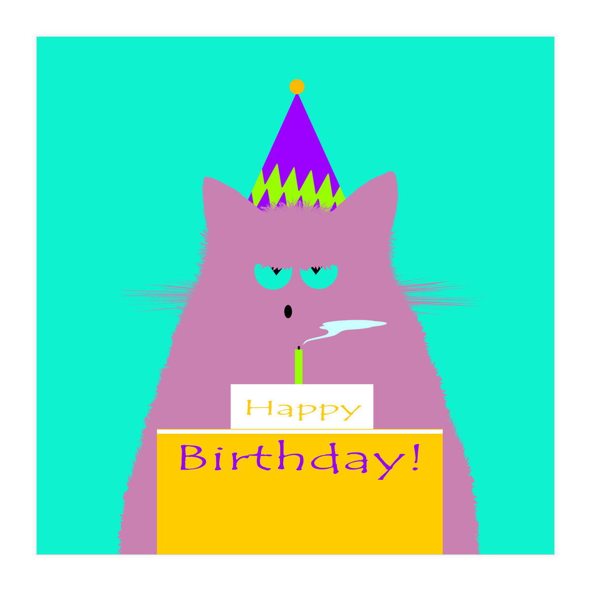 Birthday Lilac Cat  (Print Only)