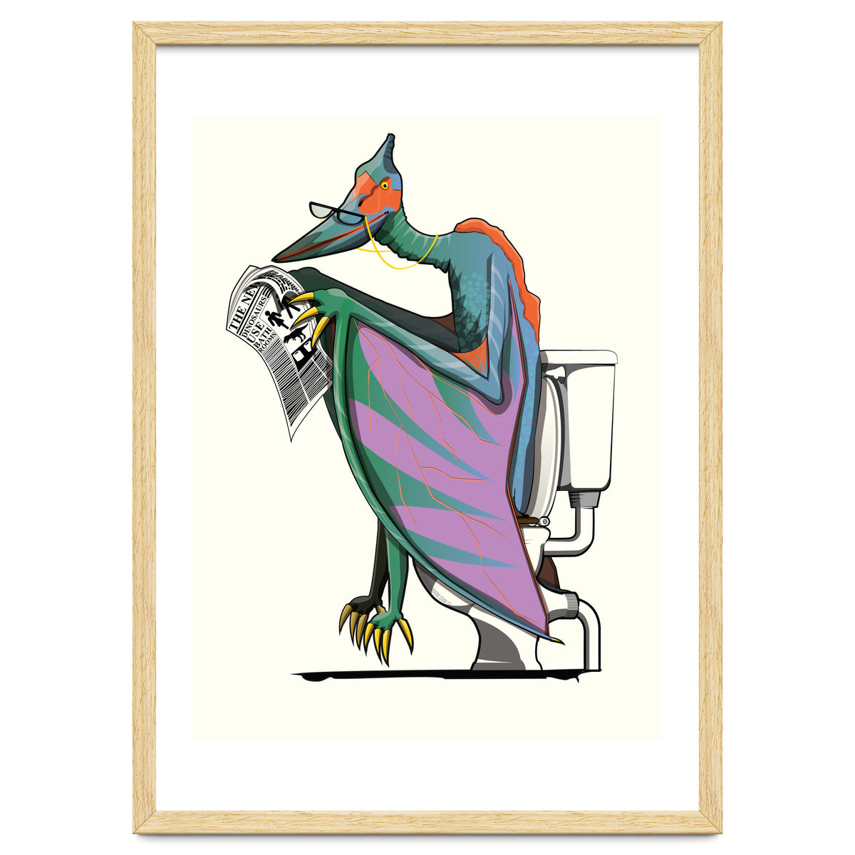 Dinosaur Pterodactyl on the Toilet, Funny Bathroom Humour