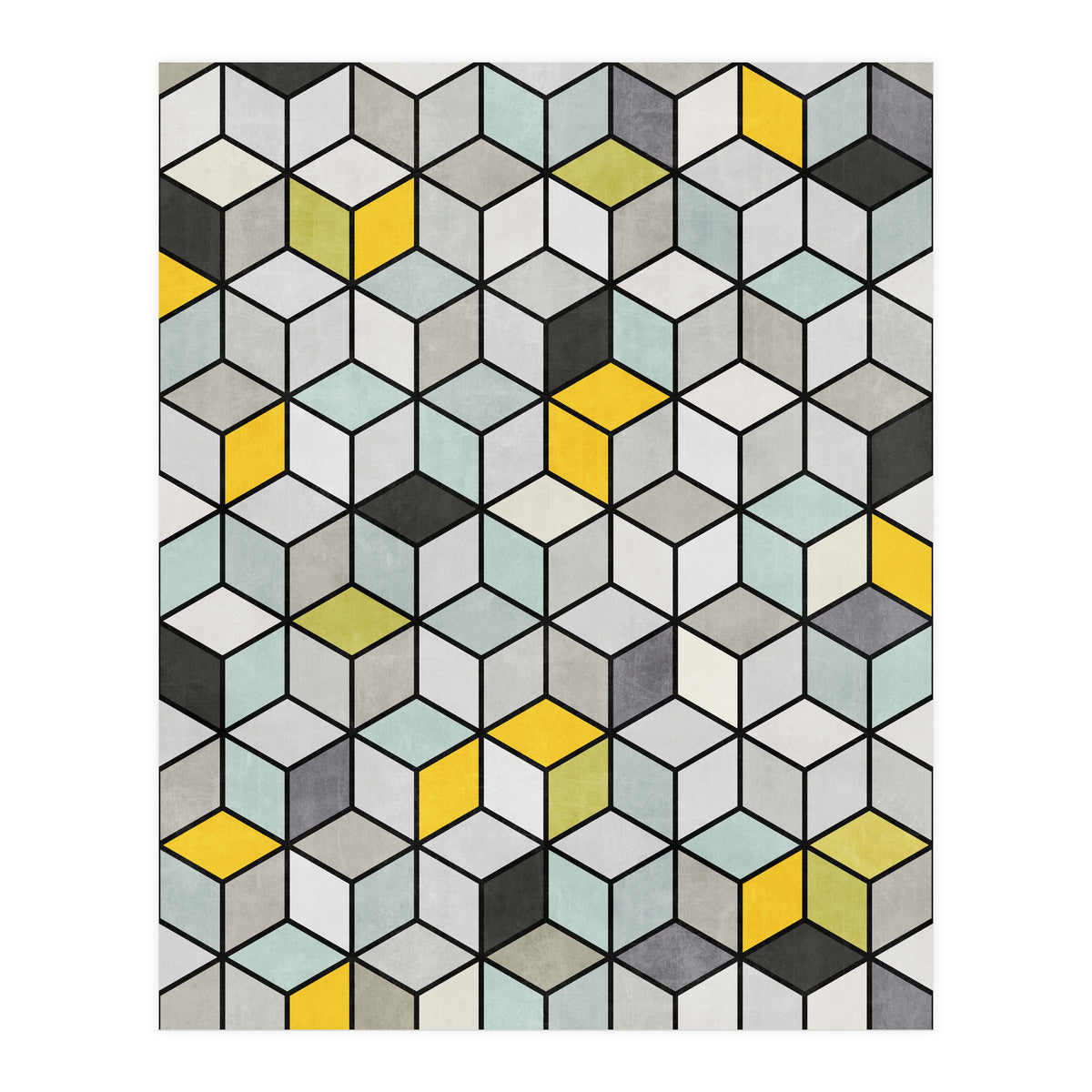 Colorful Concrete Cubes - Yellow, Blue, Grey (Print Only)