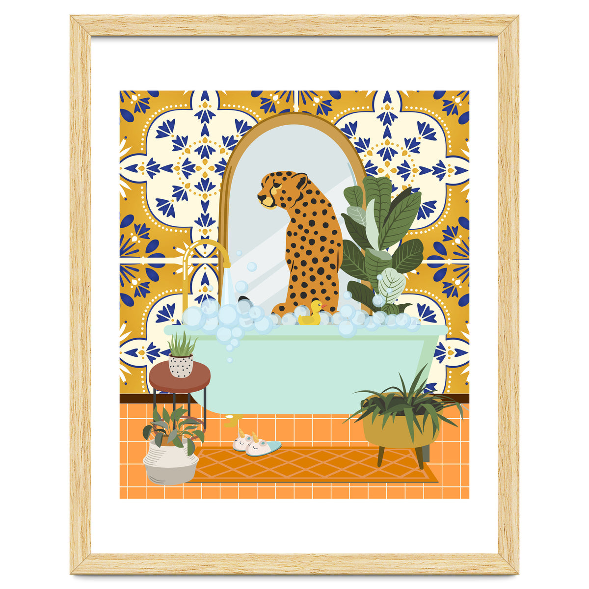 Cheetah Bathing in Moroccan Style Bathroom