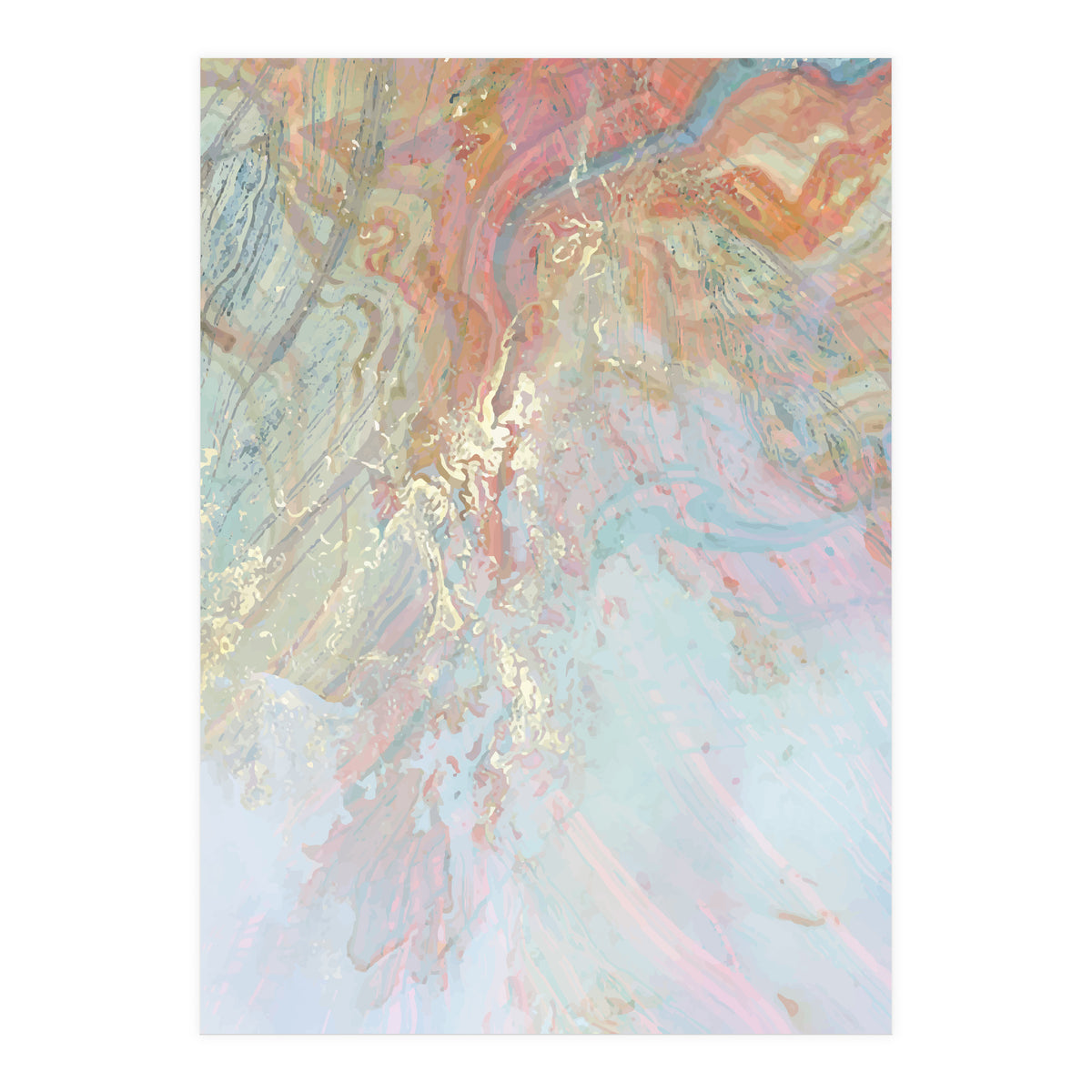 Marble Luxe, Abstract Nature Bohemian Texture, Blush Gold Scandanavian Pastel Neutral (Print Only)