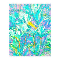 Palm Garden, Tropical Nature Jungle Botanical Painting, Bohemian Intricate Pastel Forest (Print Only)