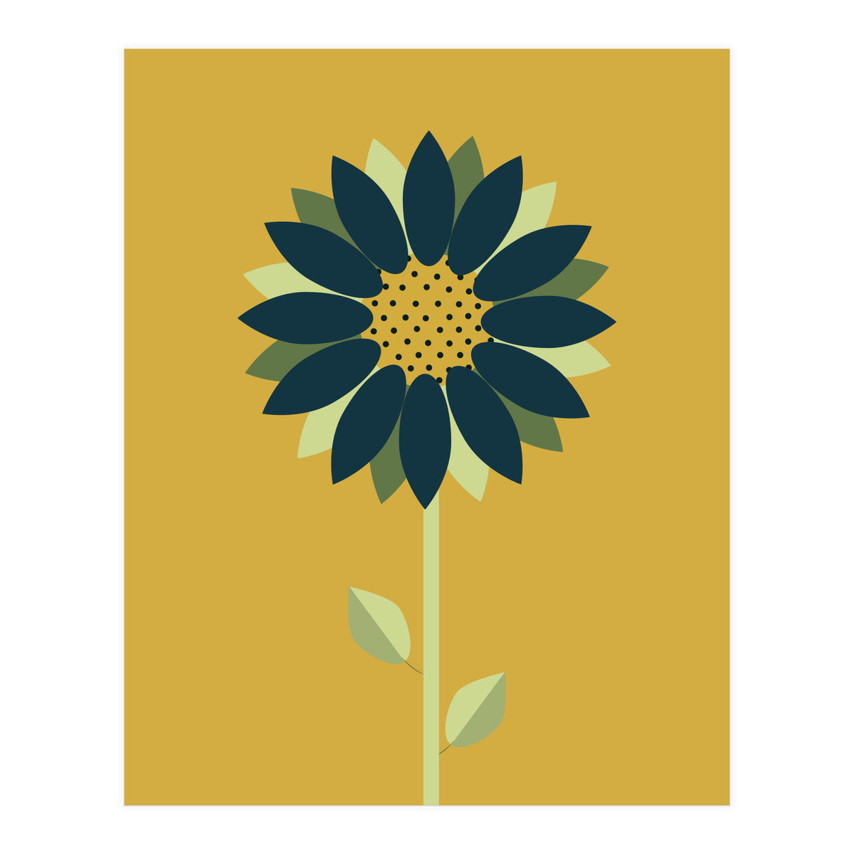 Scandinavian Folk Minimalist Flower Yellow Mustard (Print Only)