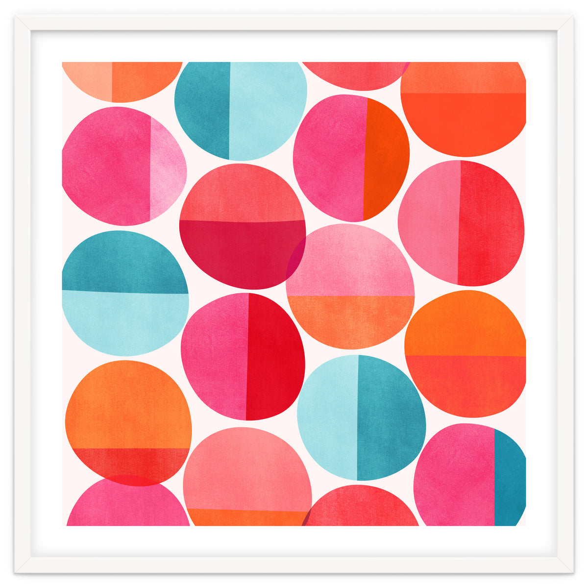Mid Century Pink and Orange Dots