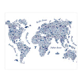 Watercolor World Map in Blue (Print Only) thumbnail