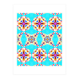 Exotic Tiles, Moroccan Teal Kaleidoscope Pattern, Turkish Bohemian Colorful Culture Eclectic Graphic (Print Only) thumbnail