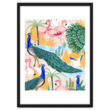 Utopia, Tropical Wildlife Animals, Flamingo Peacock Seagull Vintage Botanical Palm thumbnail