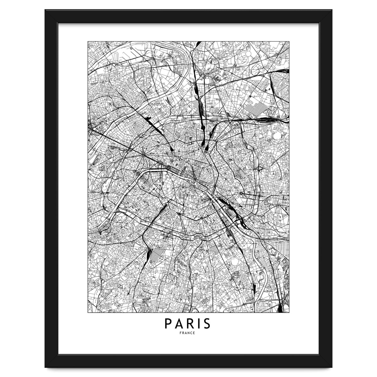Paris White Map