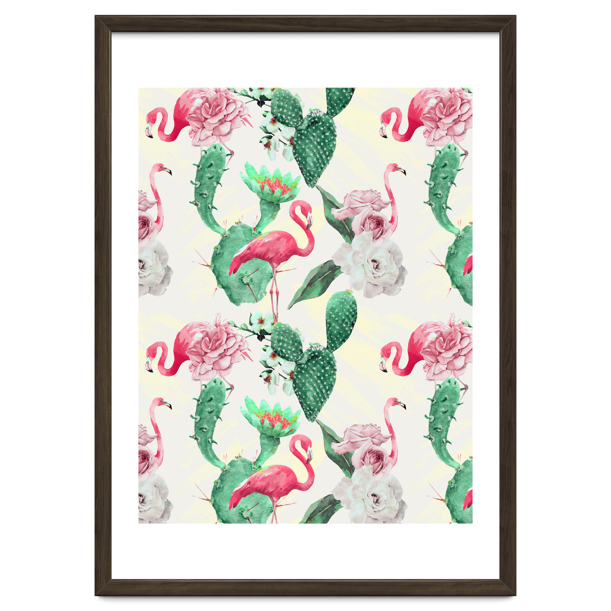 Flamingos, geometric and flowers