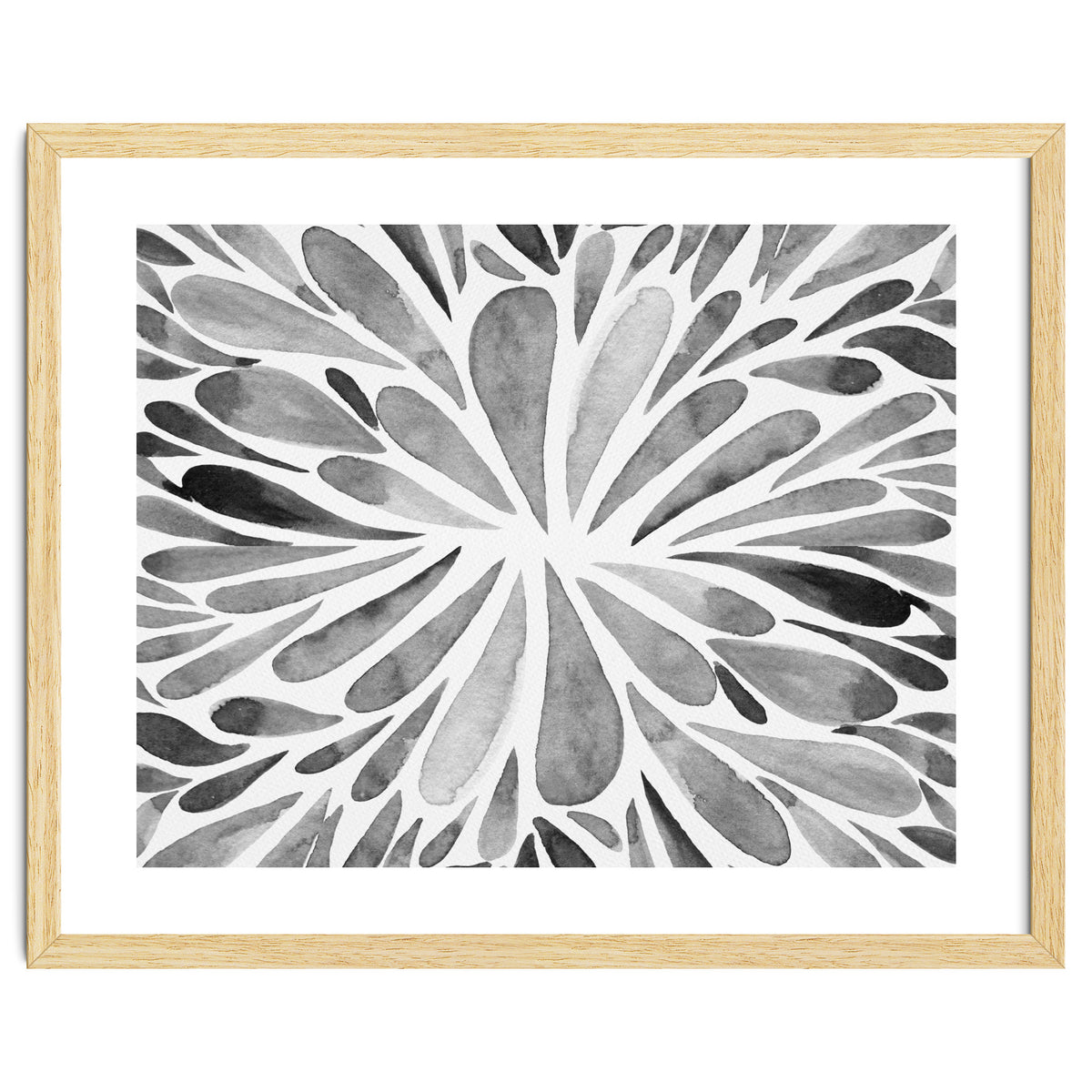 Retro abstract floral - black and white