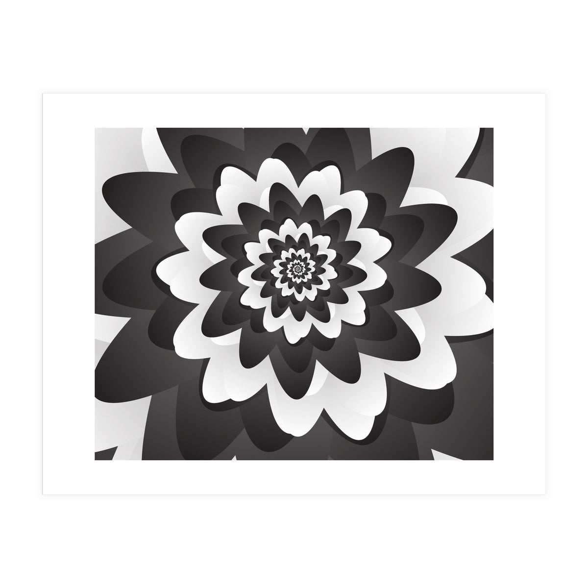 Mono Chrome Flower Spiral Pattern (Print Only)