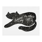 Watercolor galaxy cat - black and white (Print Only) thumbnail