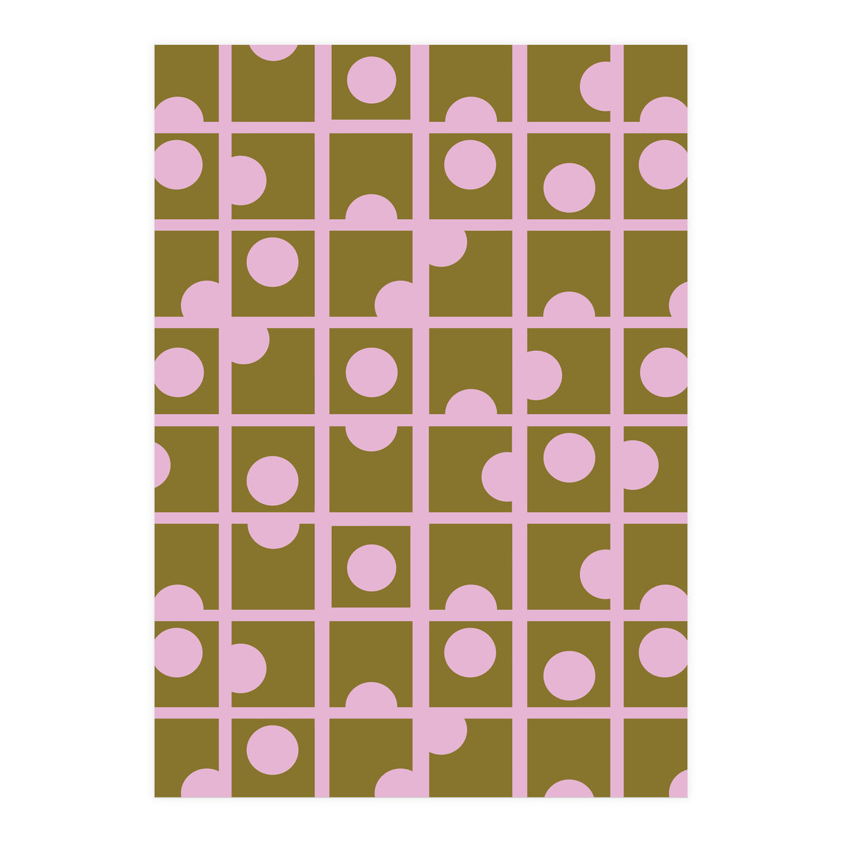 Pink Retro Circles Pattern (Print Only)