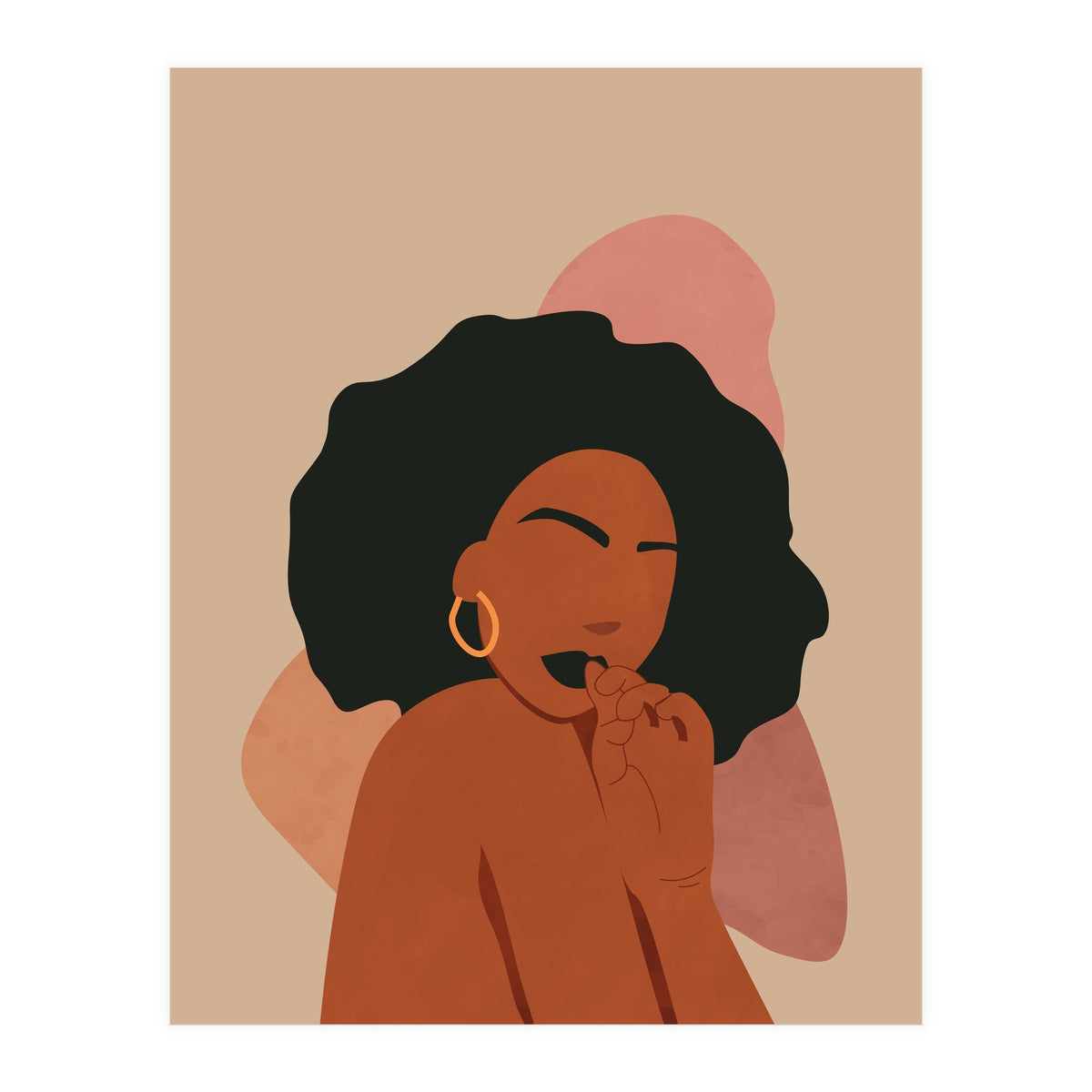 Black Woman Portrait Abstract Boho (Print Only)