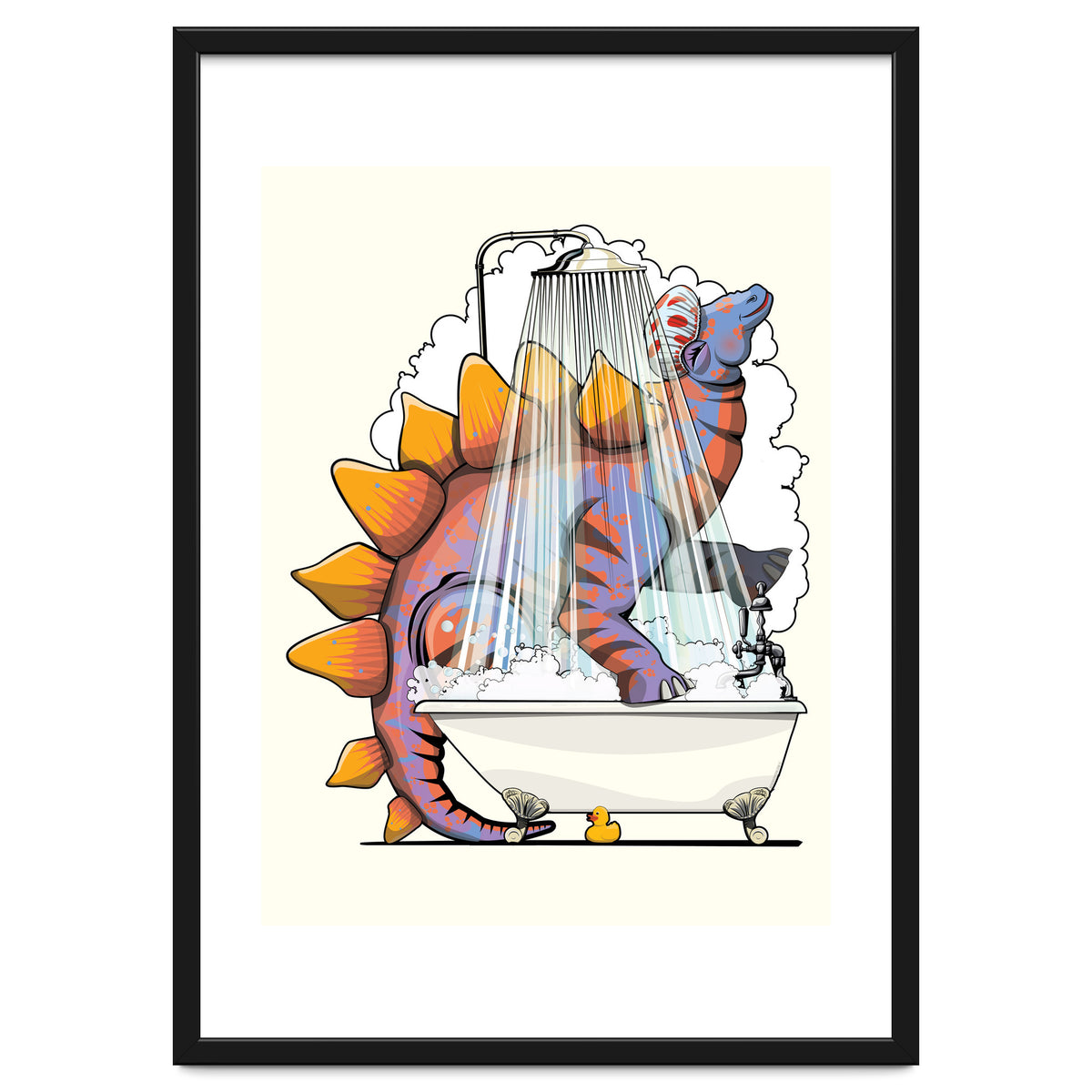 Dinosaur Stegosaurus in the Shower, funny bathroom humour