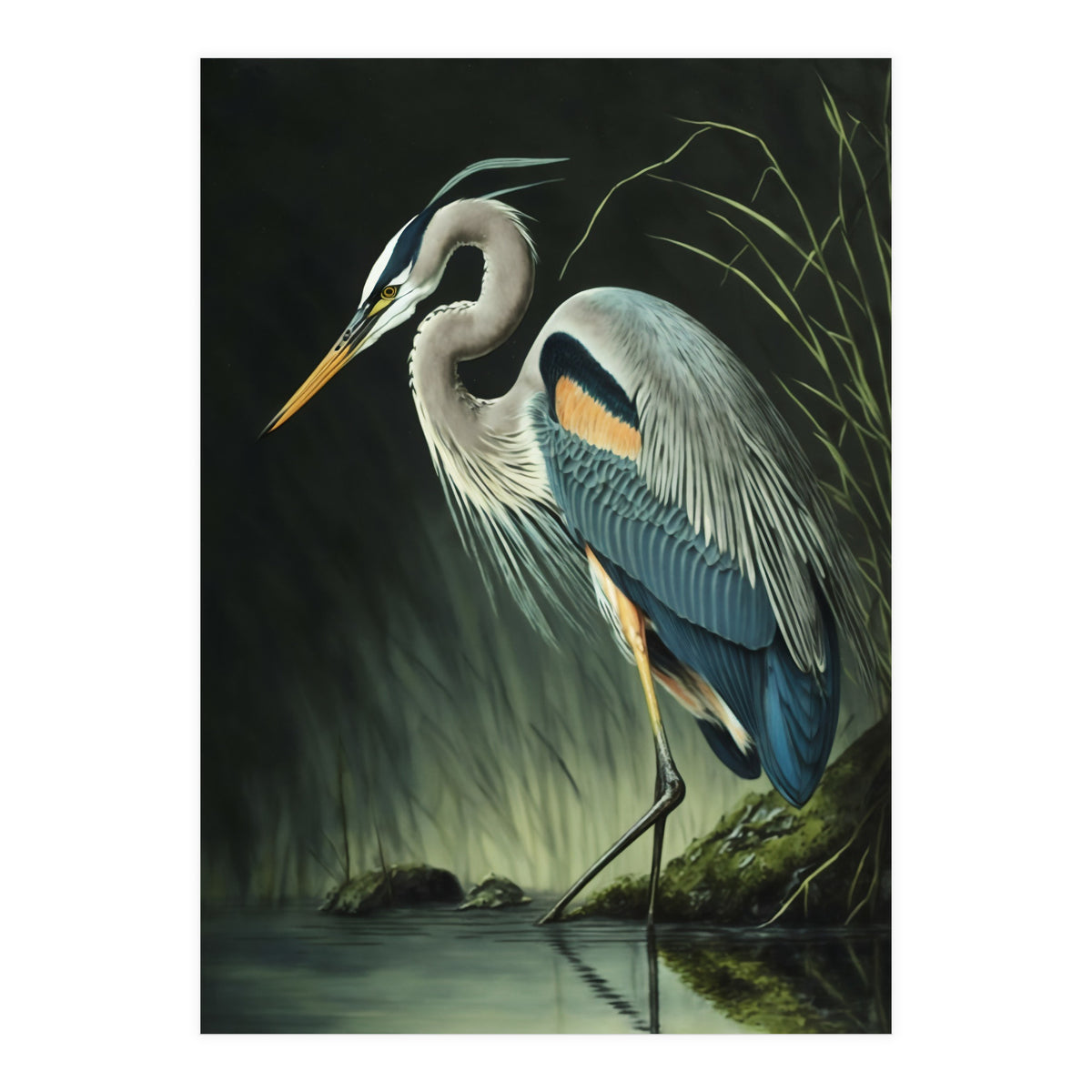 Heron Oil Painting (Print Only)