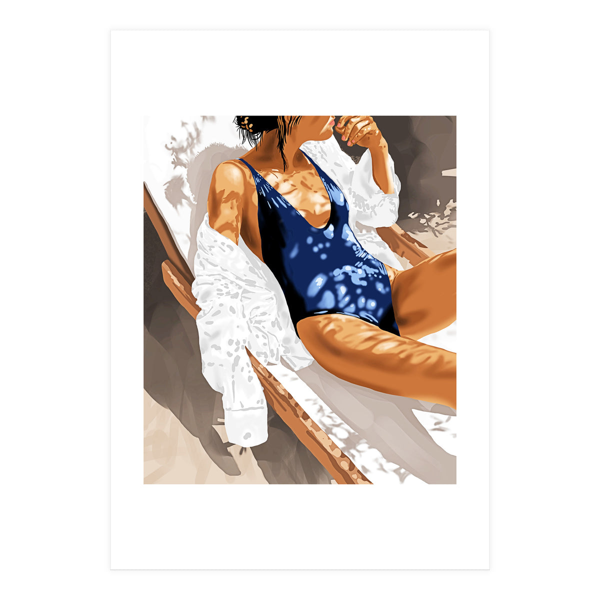 Girls Just Wanna Have Sun Painting, Woman Fashion Swim Beach Vacation Travel Summer Illustration (Print Only)