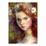Dreamy kitschy Maiden with Flower Wreath (Print Only) thumbnail