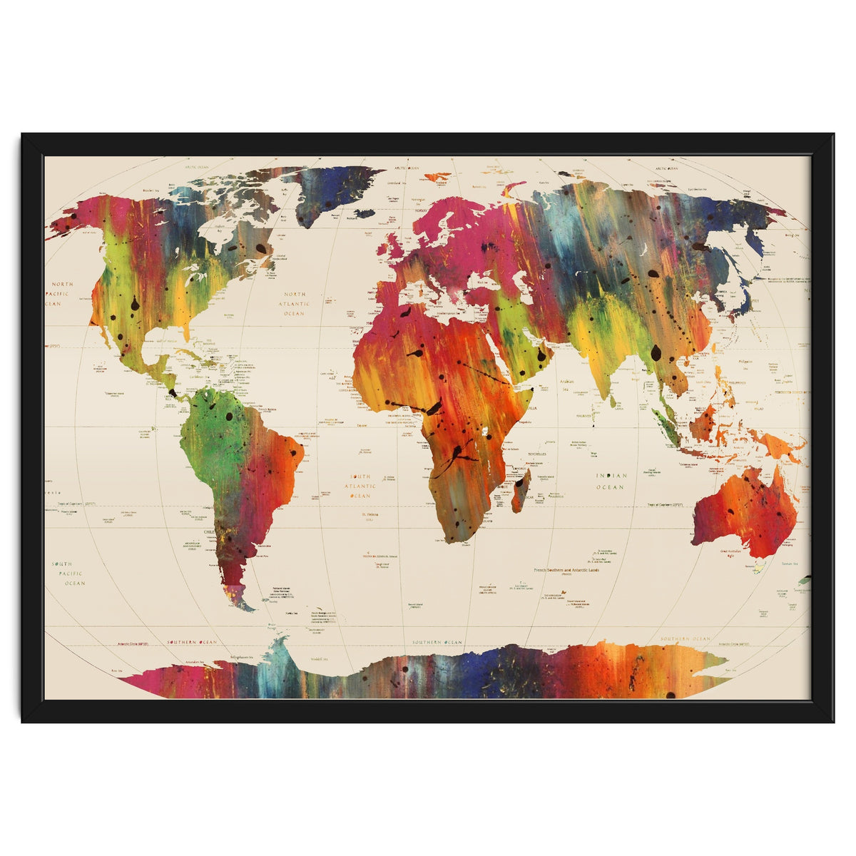 ALLOVER THE WORLD-Painted map