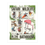 Safari wildlife animals in the bathroom, funny toilet humour.  (Print Only) thumbnail