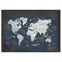 World Map- Rusty Blue