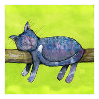 Sleeping cat in purpe (Print Only)
