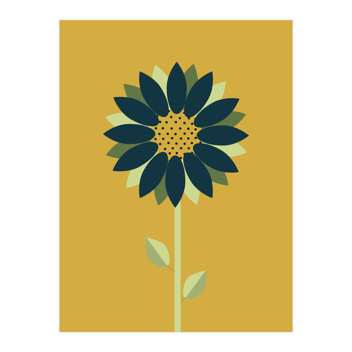 Scandinavian Folk Minimalist Flower Yellow Mustard (Print Only)