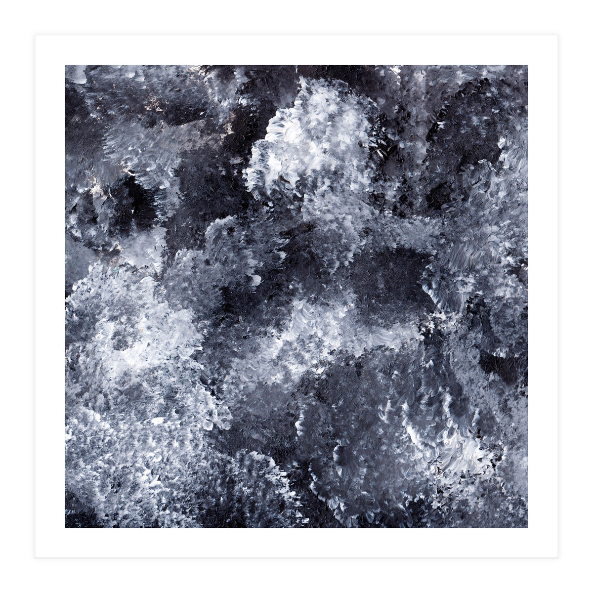 Modern Black White Acrylic Paint Brushstroke Ocean Waves (Print Only)