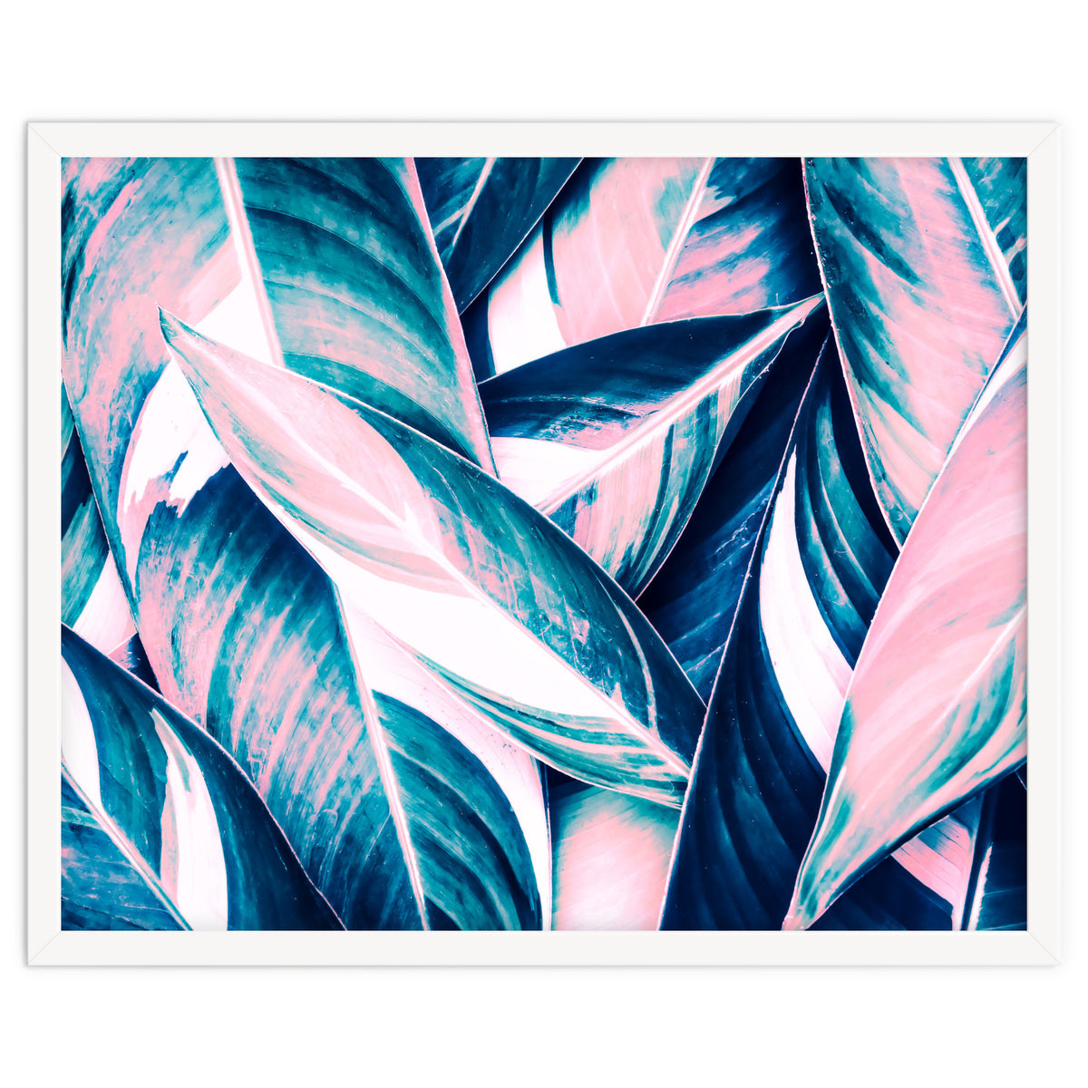 Botanical leaf pink and blue