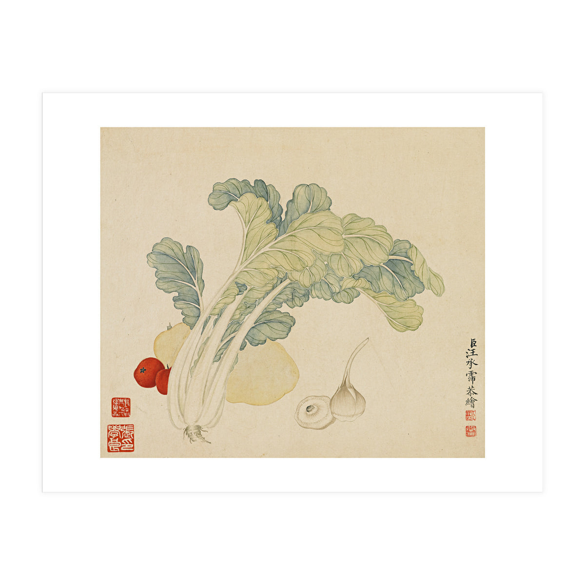Wang Chengyu ~flowers, Vegetables, Chinese Cabbage, Potatoes, Garlic, Tomatoes, Vegetables (Print Only)