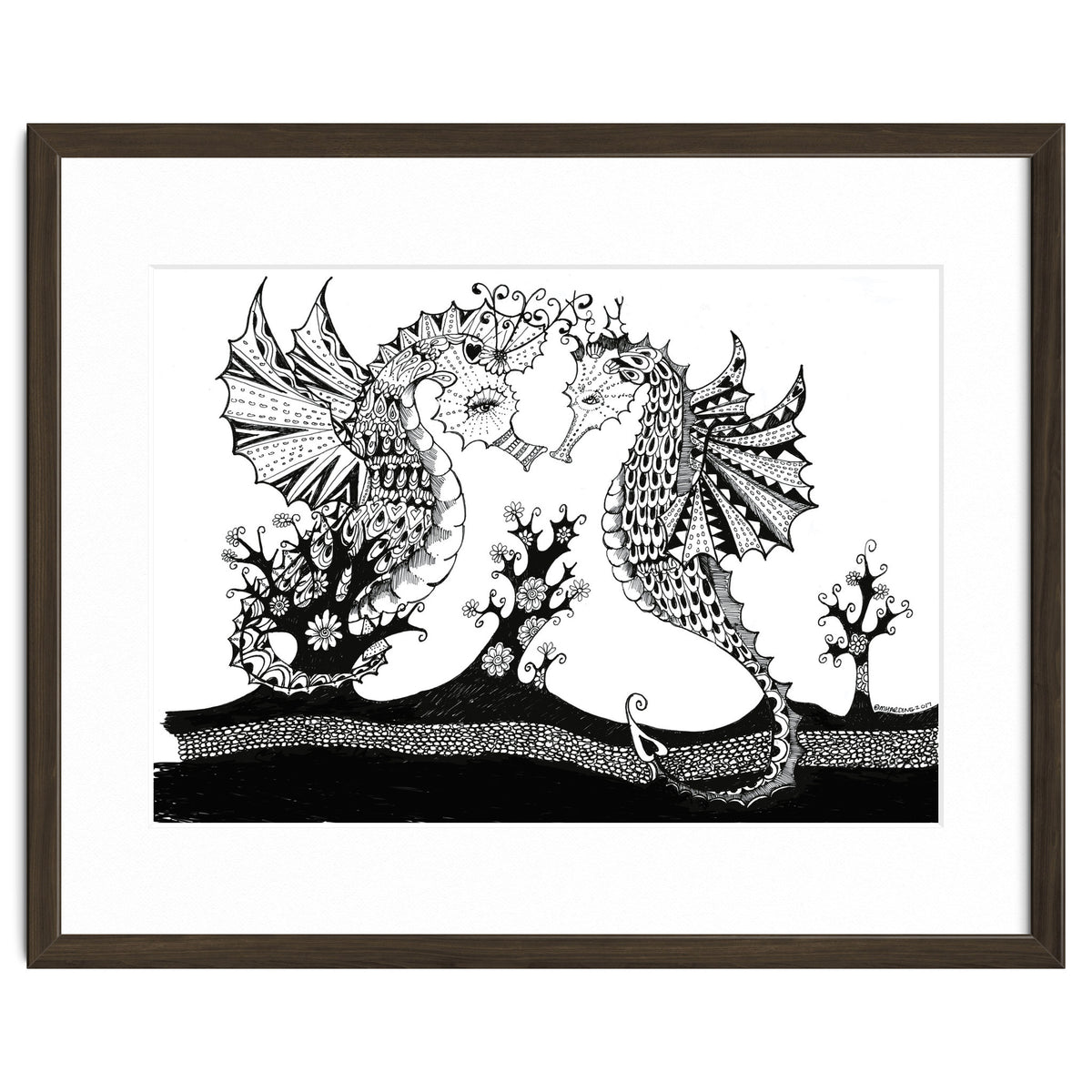 Seahorse Dragons Love Illustration