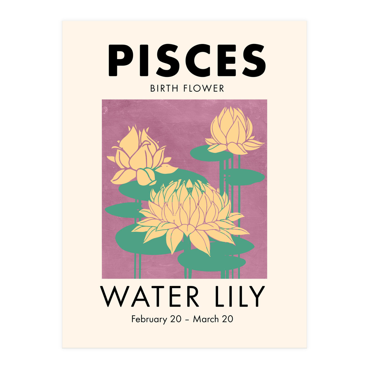 Pisces Birth Flower Water Lily Art Print by Janiyah arthaus