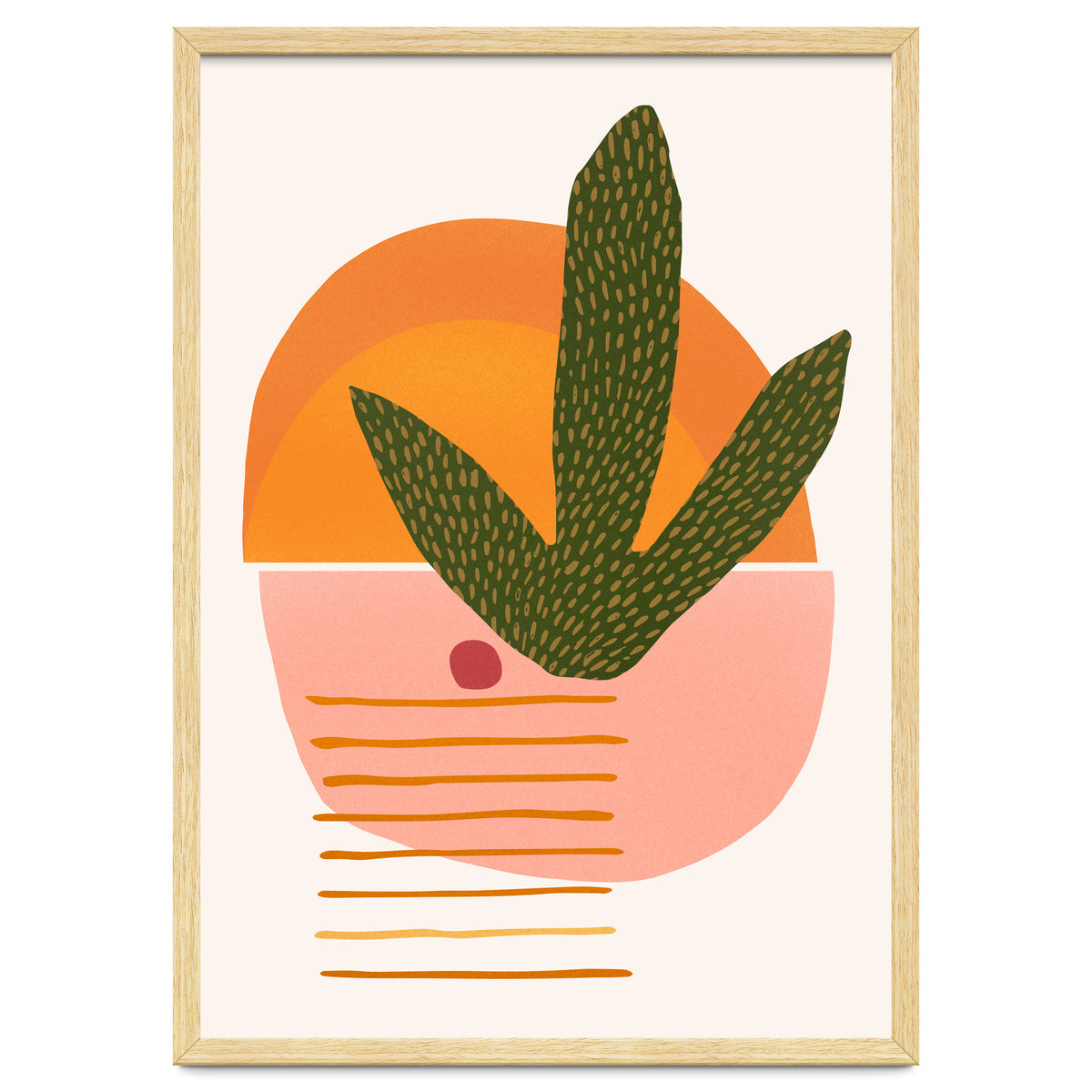 Desert Sunset With Cactus And Cherry