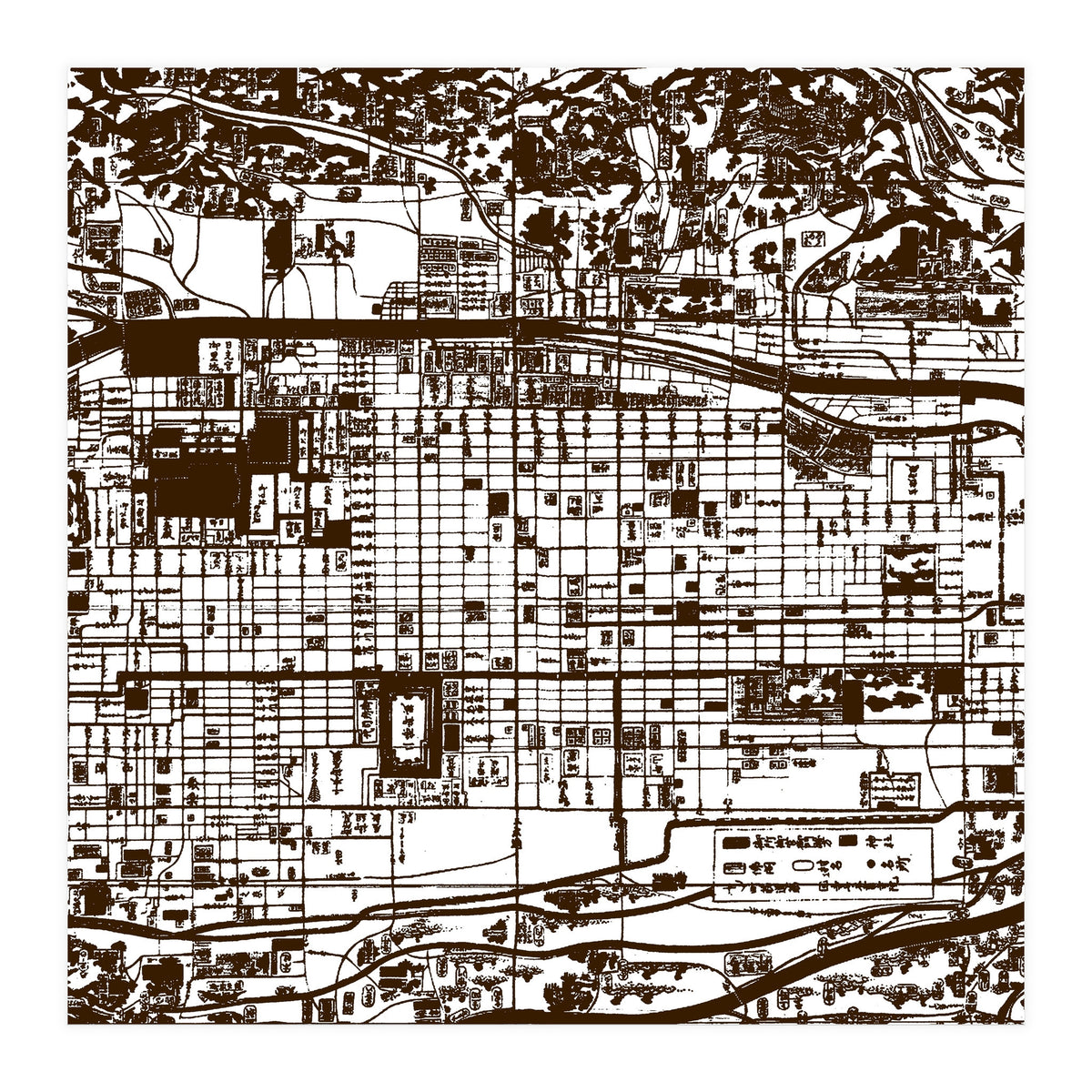 Antique Oriental Town Map  (Print Only)