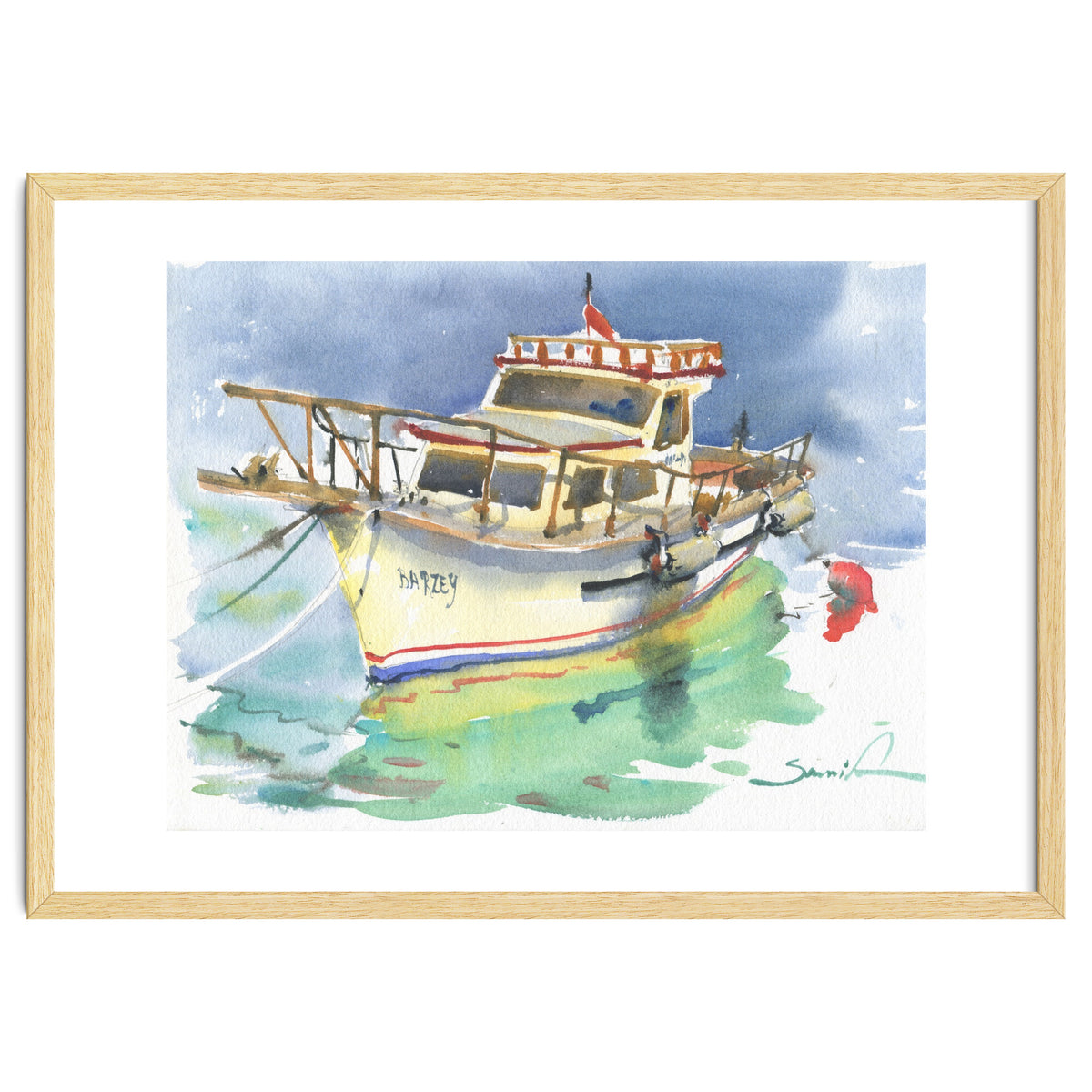 Yacht painting watercolor