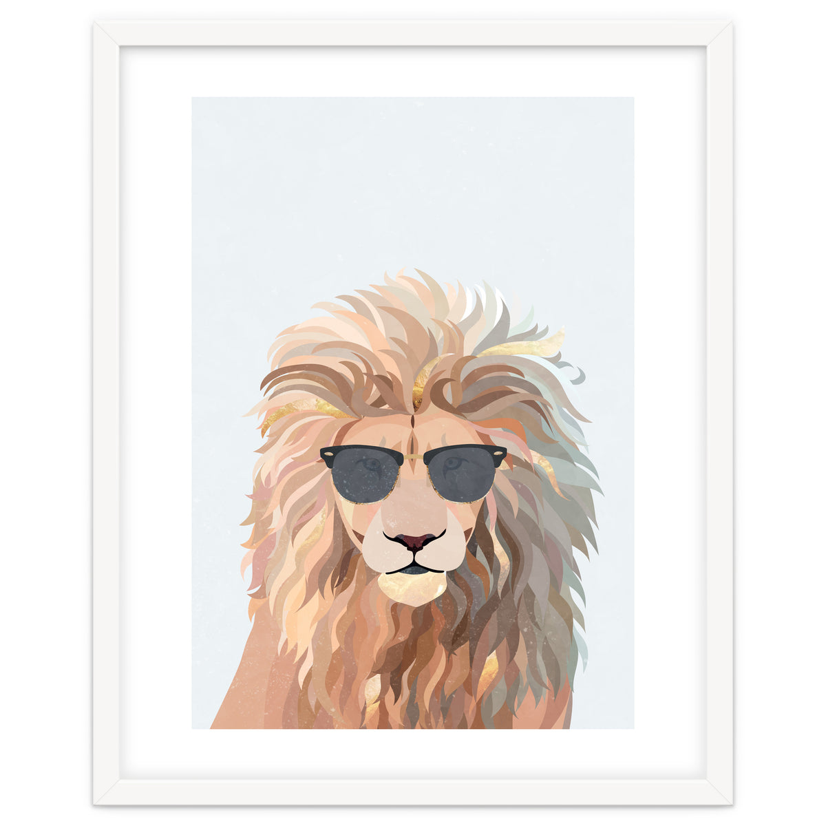 Lion Portrait earing sunglasses