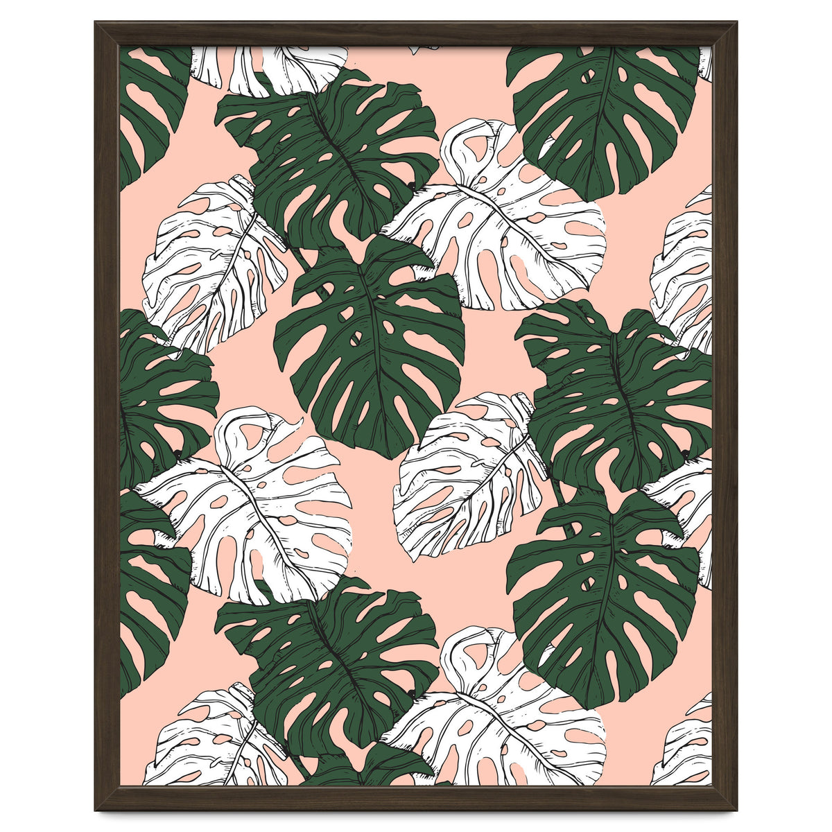 Hand drawing monstera pastel color
