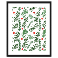 Pine Tree Branches With Christmas Berries Pattern