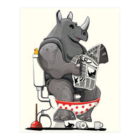 Rhinoceros on the Toilet, Funny Bathroom Humour (Print Only)