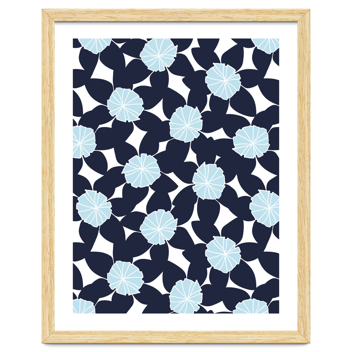 Pastel Blue Abstract Flower Pattern
