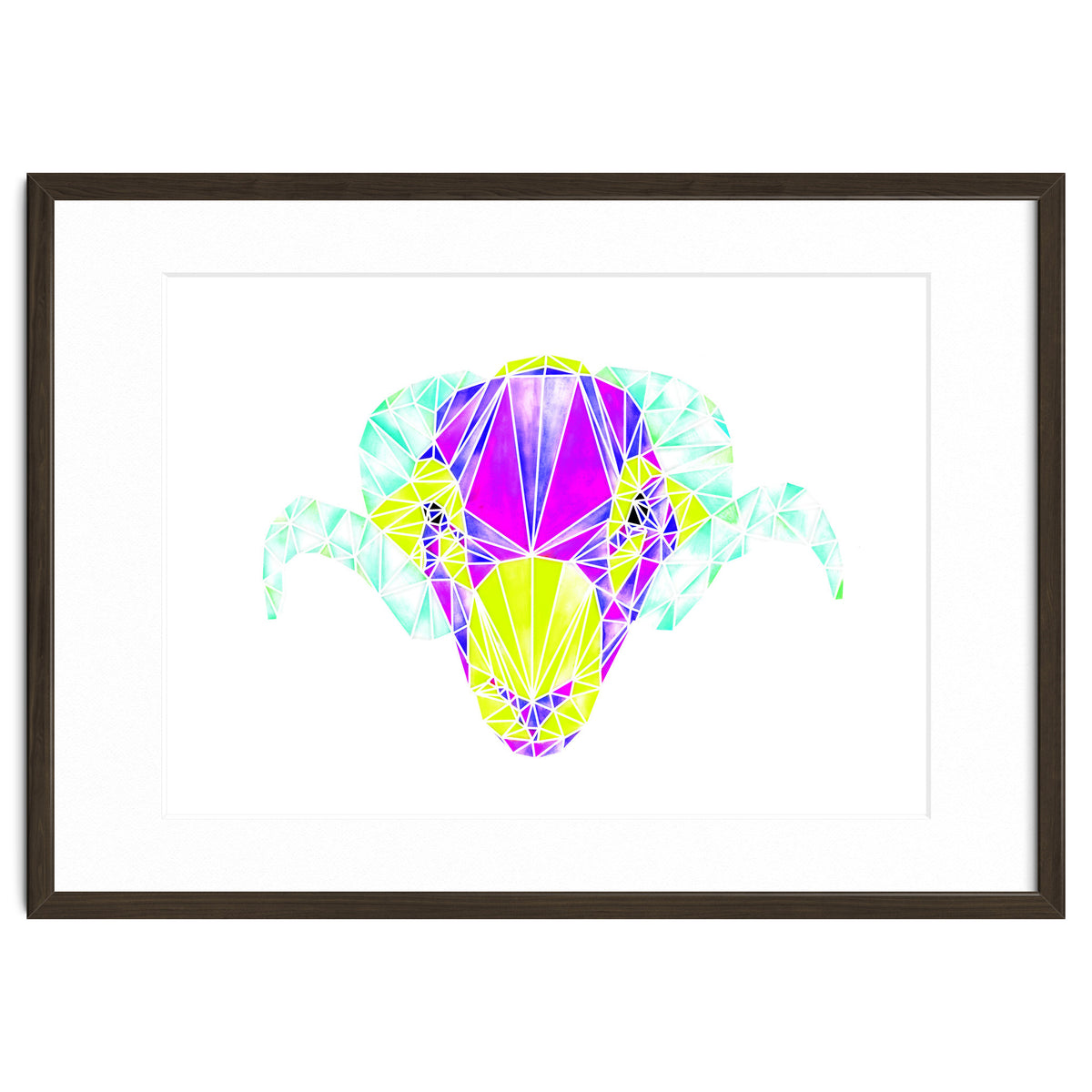 Colourful Geometric Swaledale Sheep Tup with White Lines