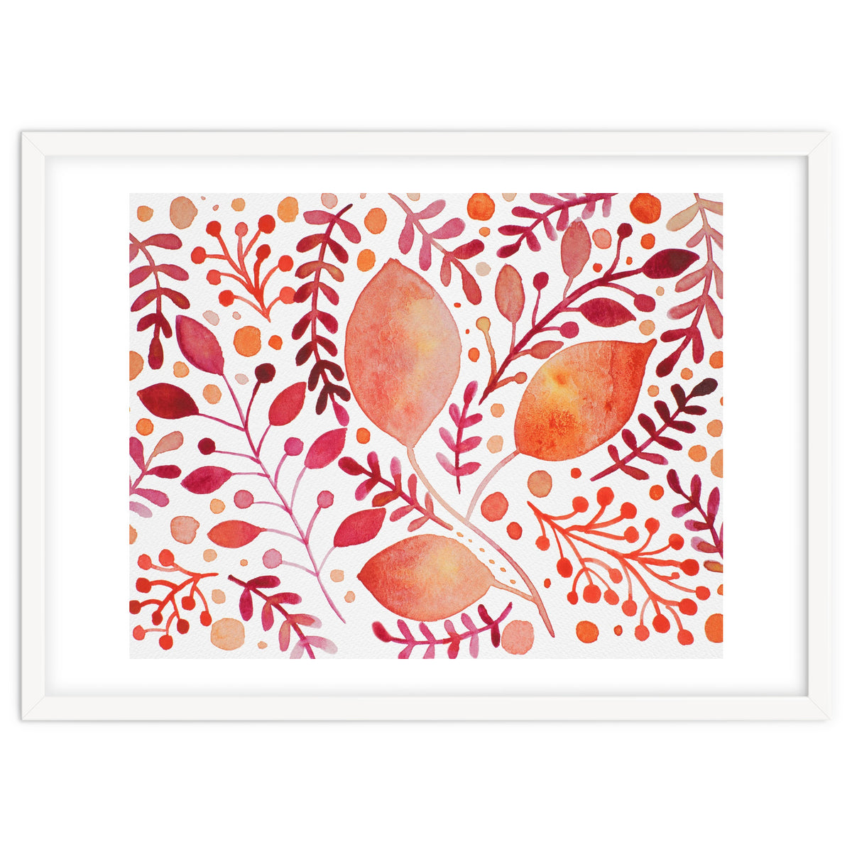 Watercolor branches and leaves - autumn palette