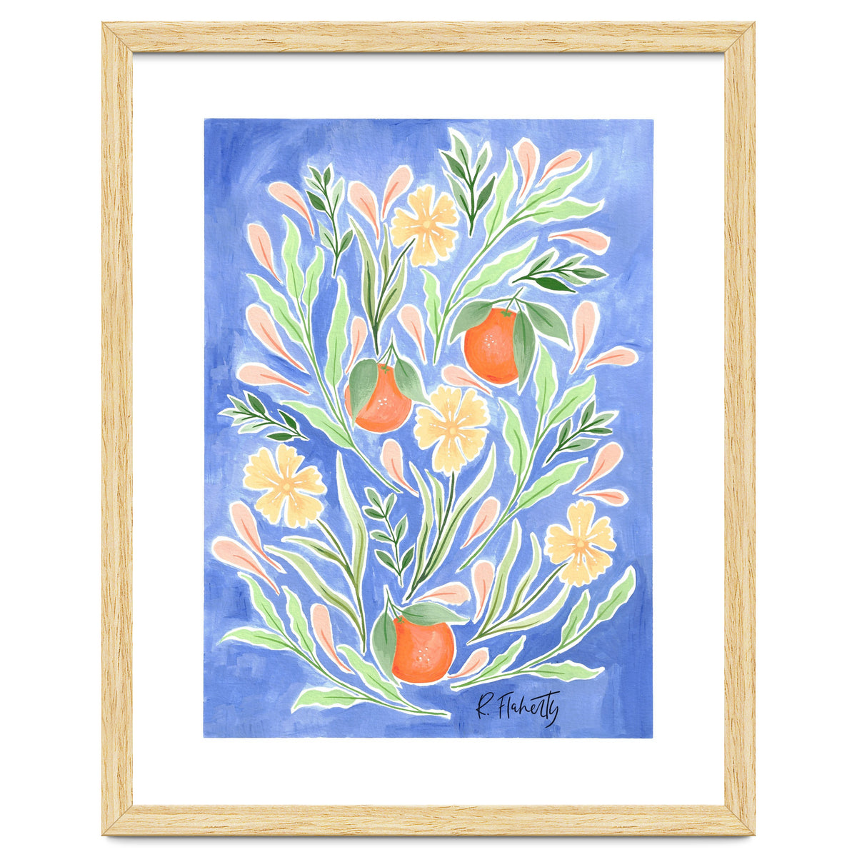 Wild Orange FLoral | Cobalt Blue