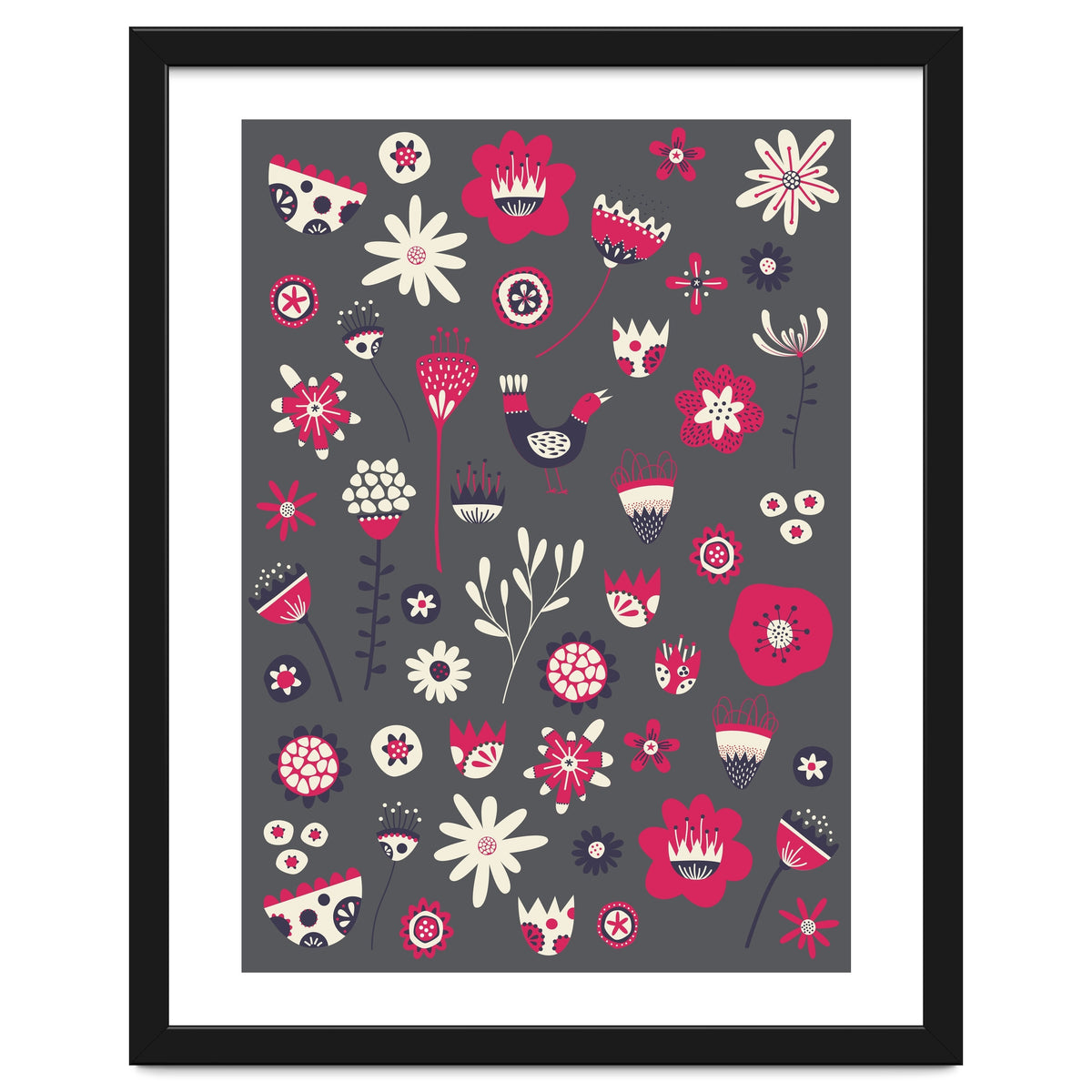 Spring Folk Floral Grey