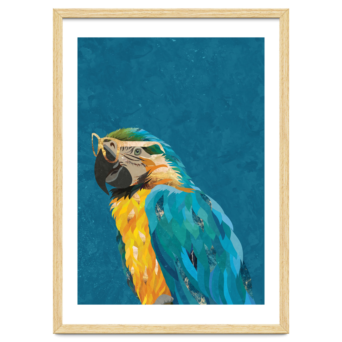 Macaw Portrait Blue Gold Glasses